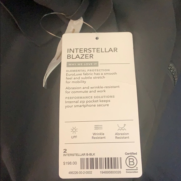 ATHLETA Interstellar Blazer Black Stretch NWT - Picture 4 of 5